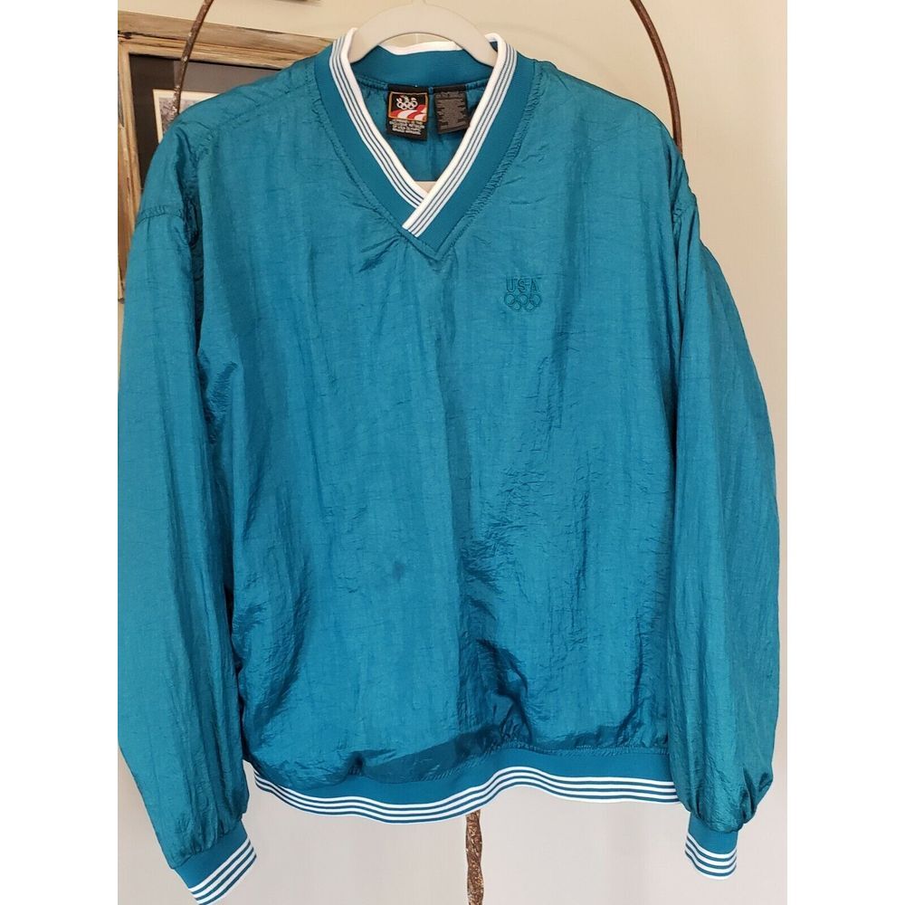 Vintage usa olympic‎ pullover windbreaker jacket jcpenney women's xl. men's med.